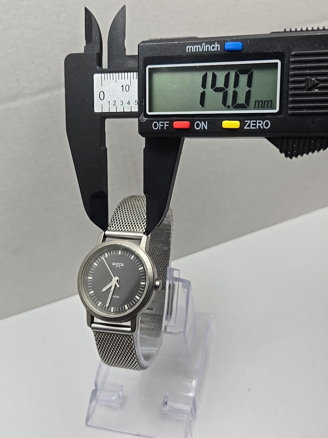 Boccia Titanium Swiss Quartz Black Dial Titanium Mesh Band 5 Bar New Battery