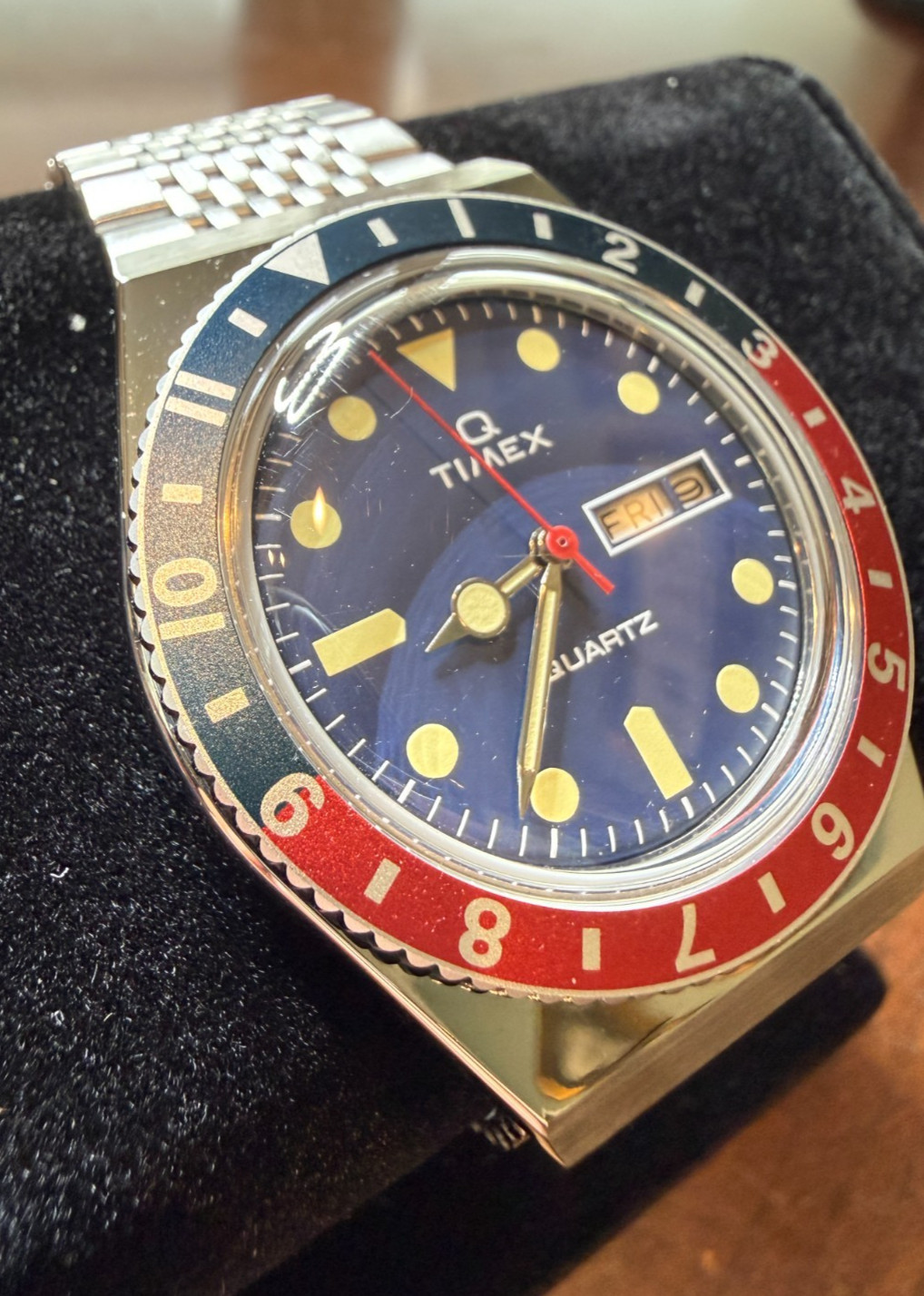 Timex Q Timex Reissue Quartz Blue Dial Pepsi Bezel Watch TW2T80700ZV