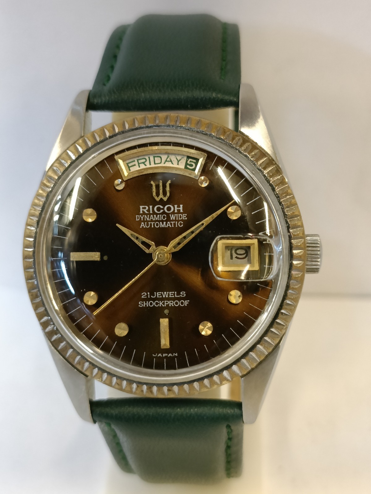 RICOH DYNAMIC WIDE PRESIDENT DAY 21J AUTOMATIC BROWN DIAL JAPAN MEN’S WORKING