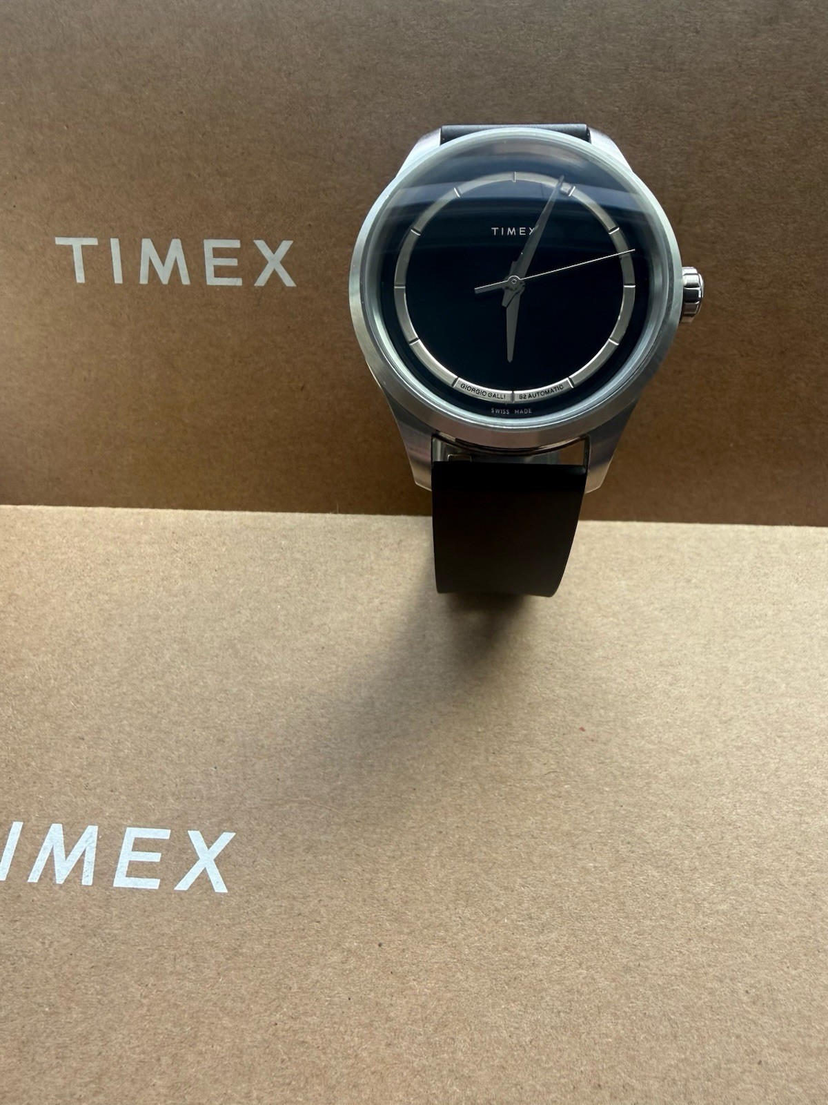 Timex Giorgio Galli S2 Automatic 38mm Titanium Black Dial Rubber Strap 50m
