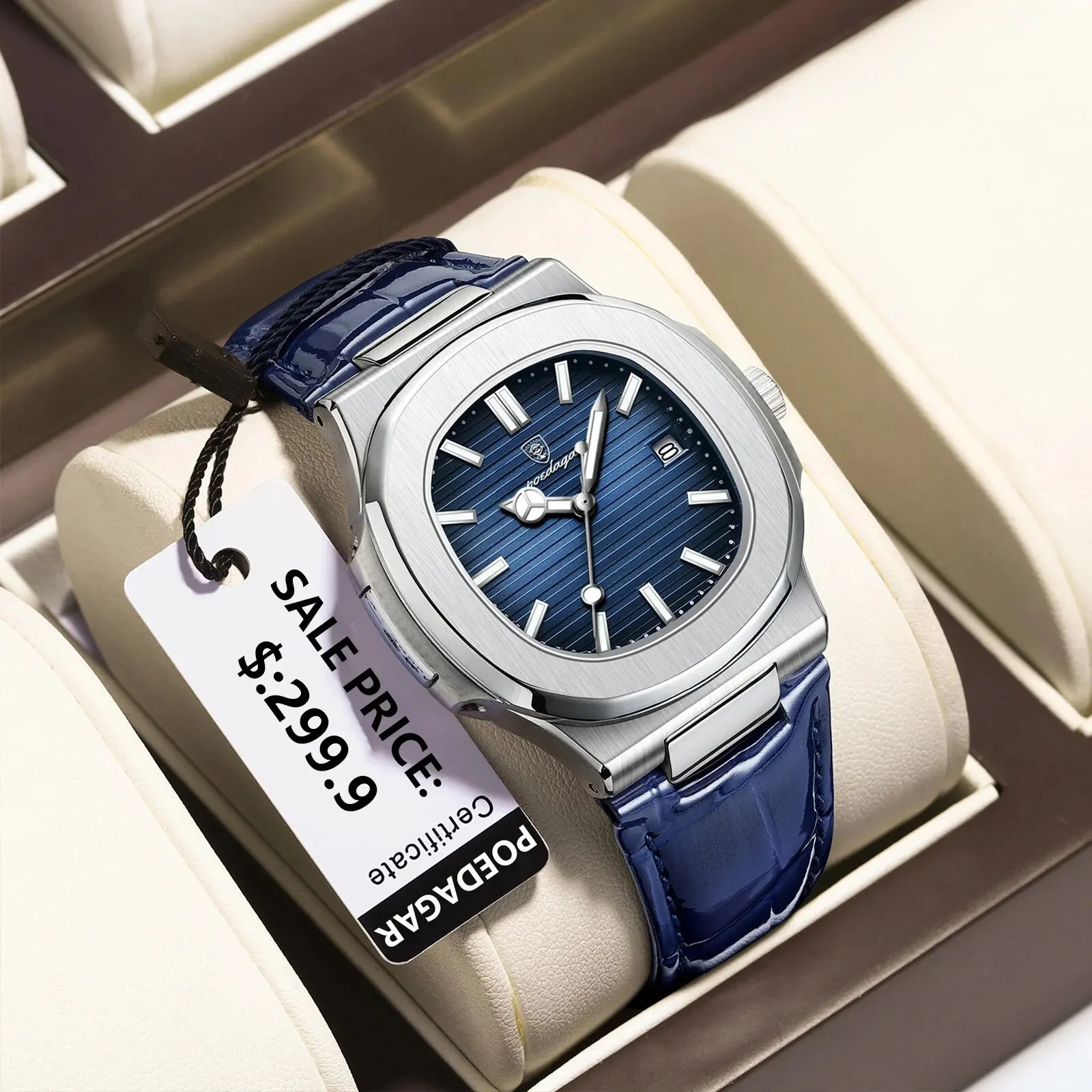 Luxury Square Man Watch Date Waterproof Luminous Men Wristwatch High Quality