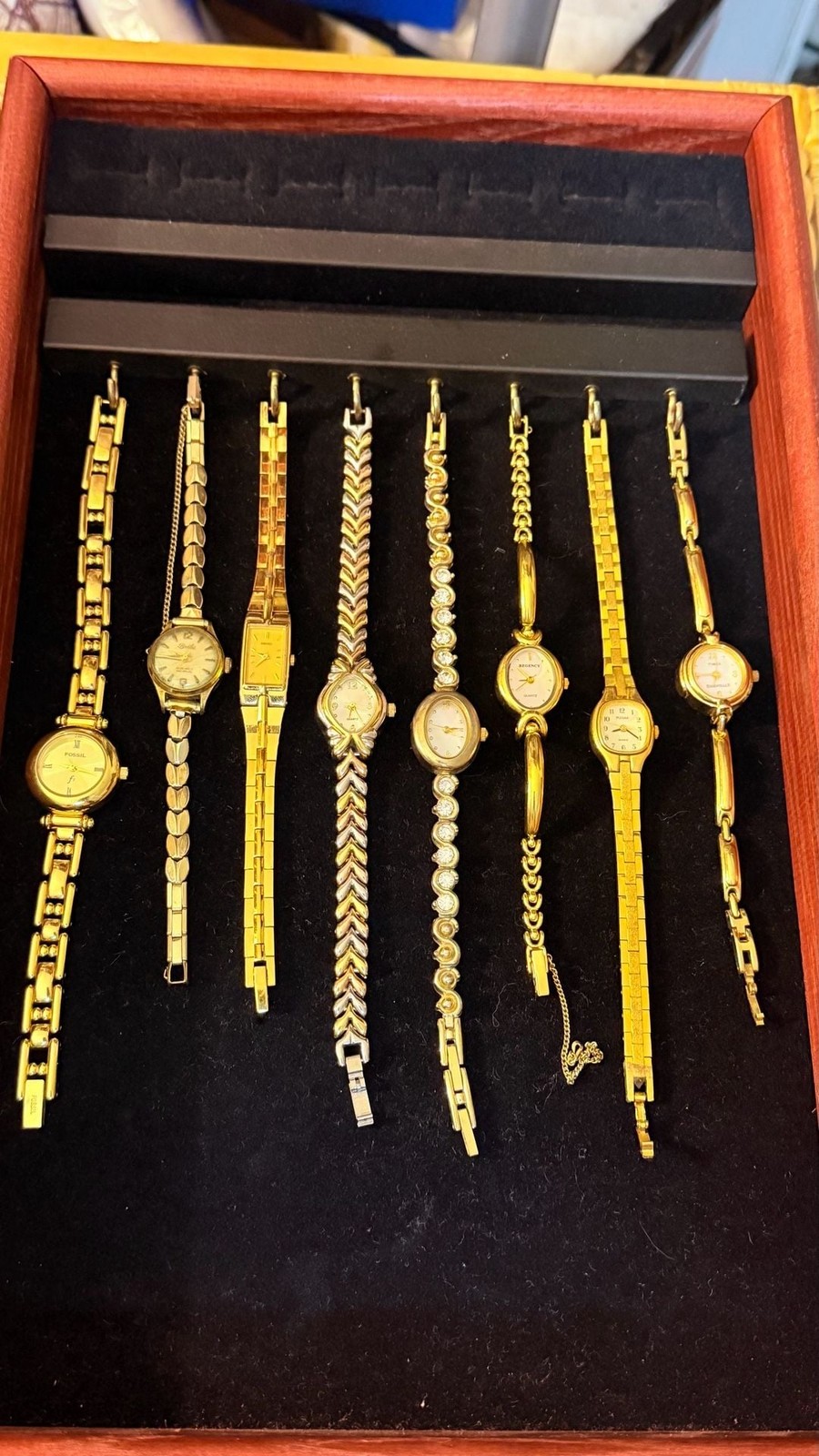 Collection of 8 Vintage Women’s Gold-Tone Quartz Fashion Wristwatches