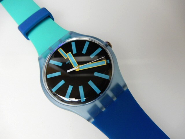 FLASHWHEEL! New Gents BLUE & GREEN Swatch with Silicone Strap! NIB-RARE!