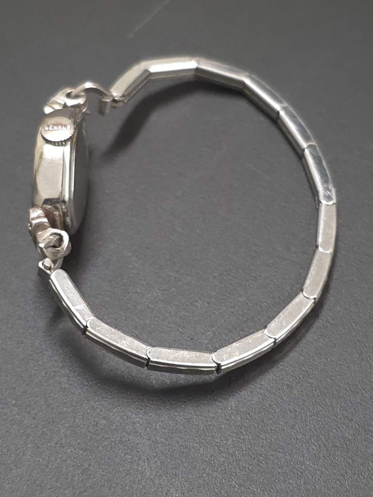 Benrus Swiss Women’s Vtg 17J 10k RGP White Gold Wind SS Band *Missing Crystal*