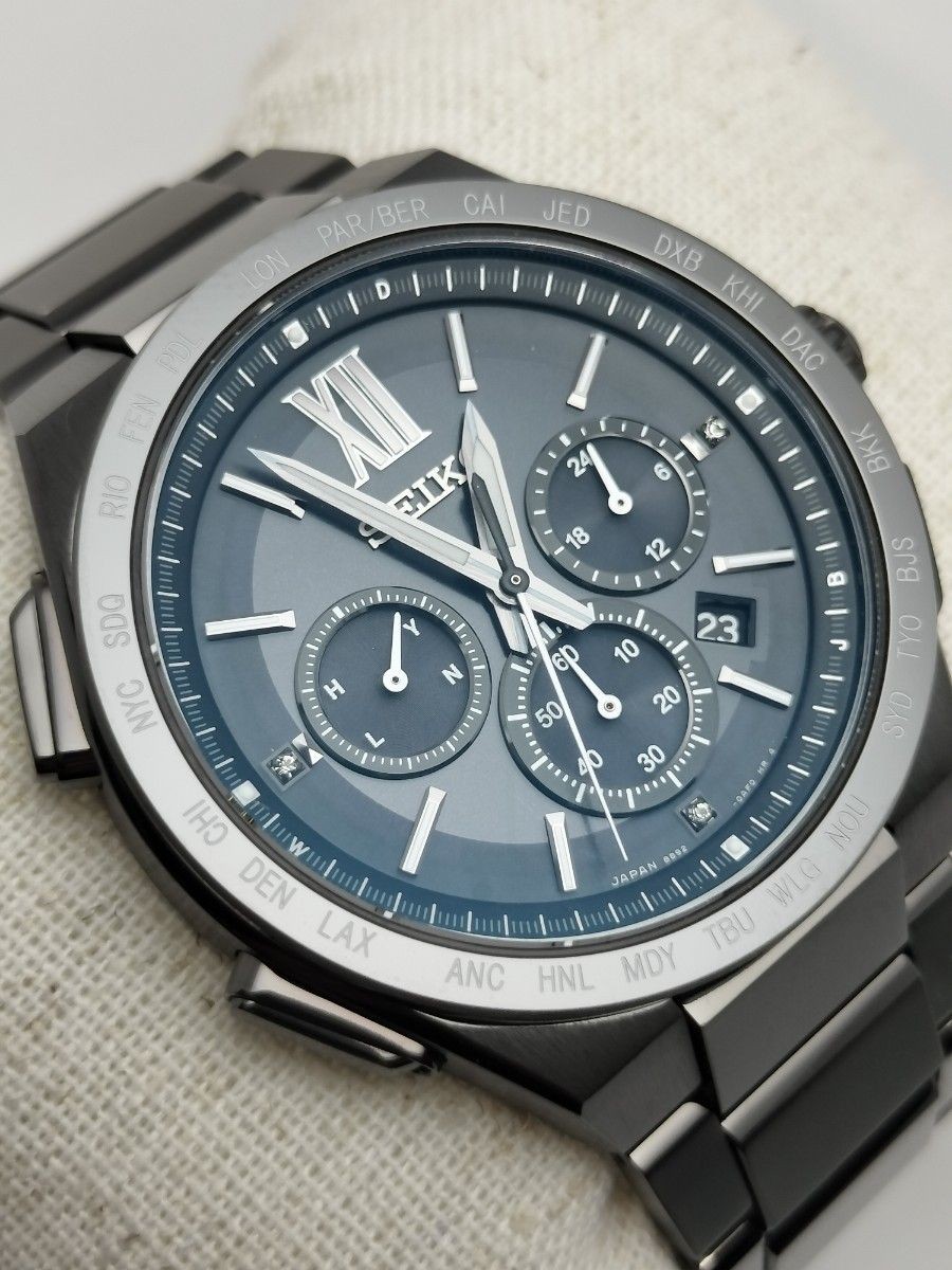[B1P] Seiko Brightz 8B92 World Time Radio Solar Titanium Chrono [t9n]