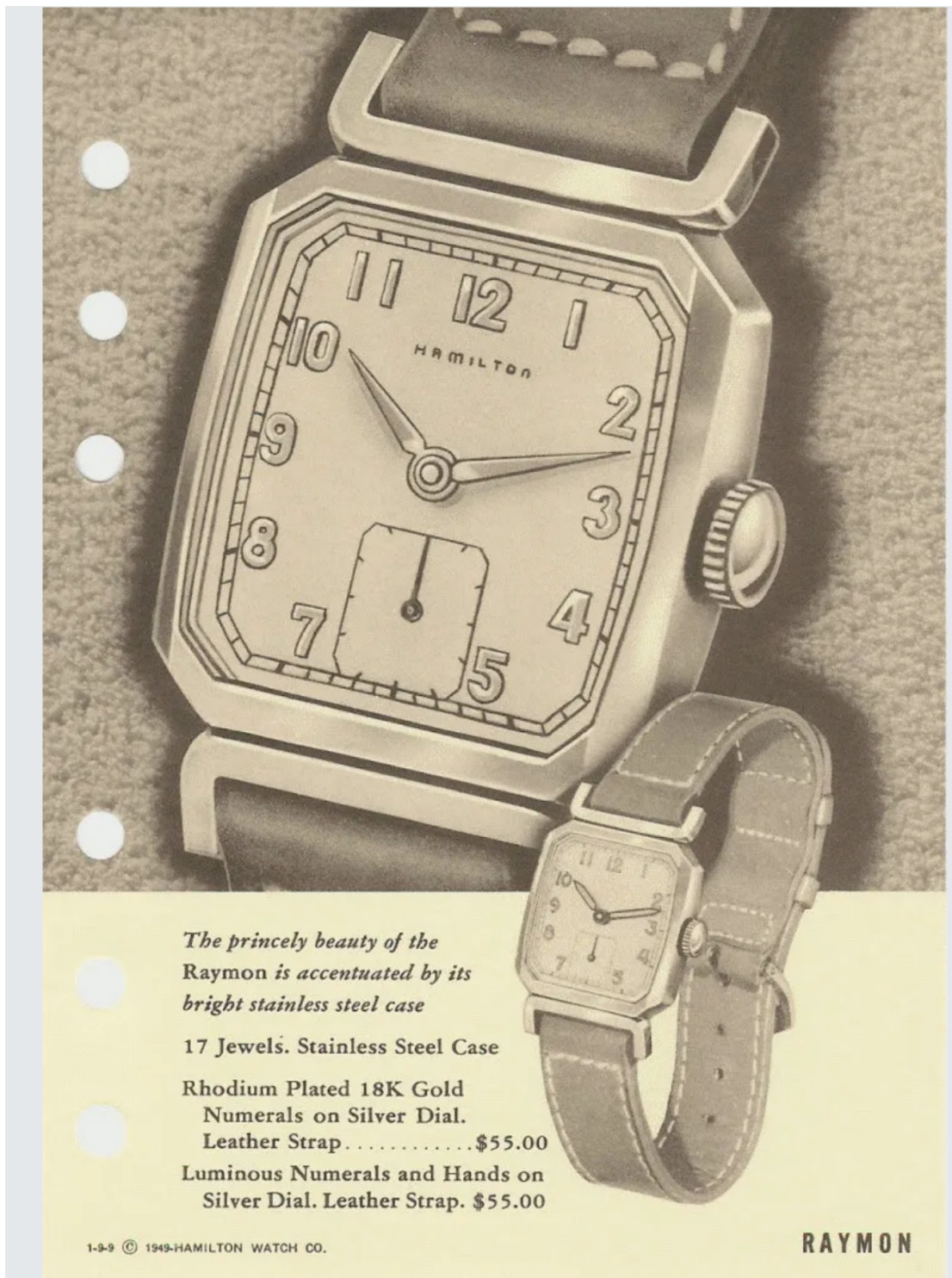 Vintage Hamilton Raymon 747 17J Stainless Steel + Original Boxes Art Deco Watch