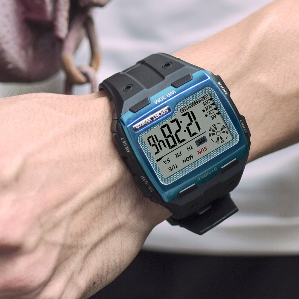 Mens Waterproof Watch Multifunctional Large Screen LED Display Sports Watch Gift