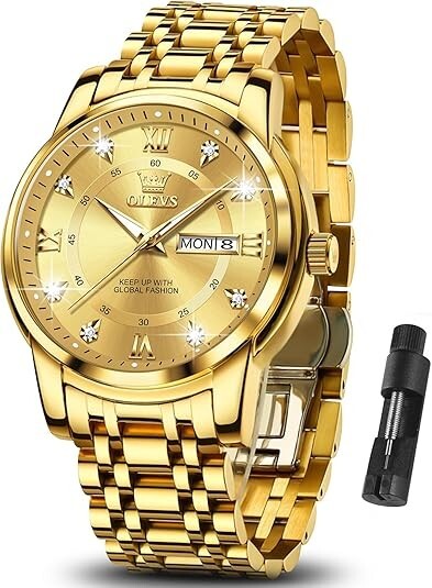 Reloj Para Hombre Olevs Dorado Elegante Uso Formal Casual Calidad Top Nuevo