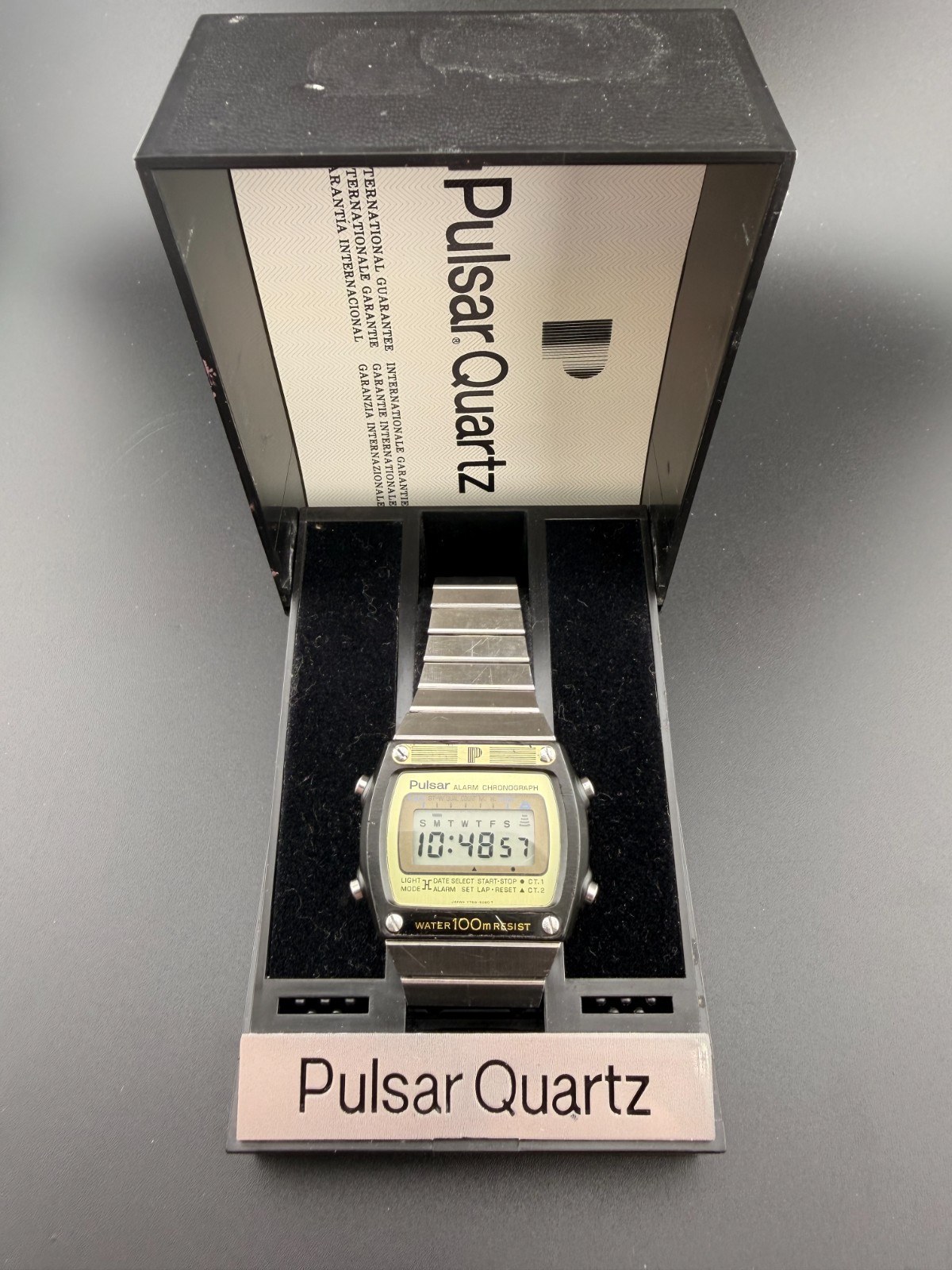 RARE Pulsar Y759-5090 Alarm Chronograph Vintage LCD Digital Watch 100m