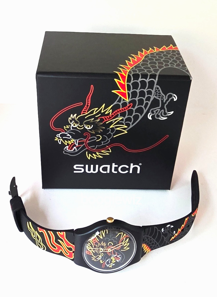 SWATCH SWISS MADE MODEL DRAGON IN WIND, BAND AND FACE INTERTWINE S029Z137 NIB