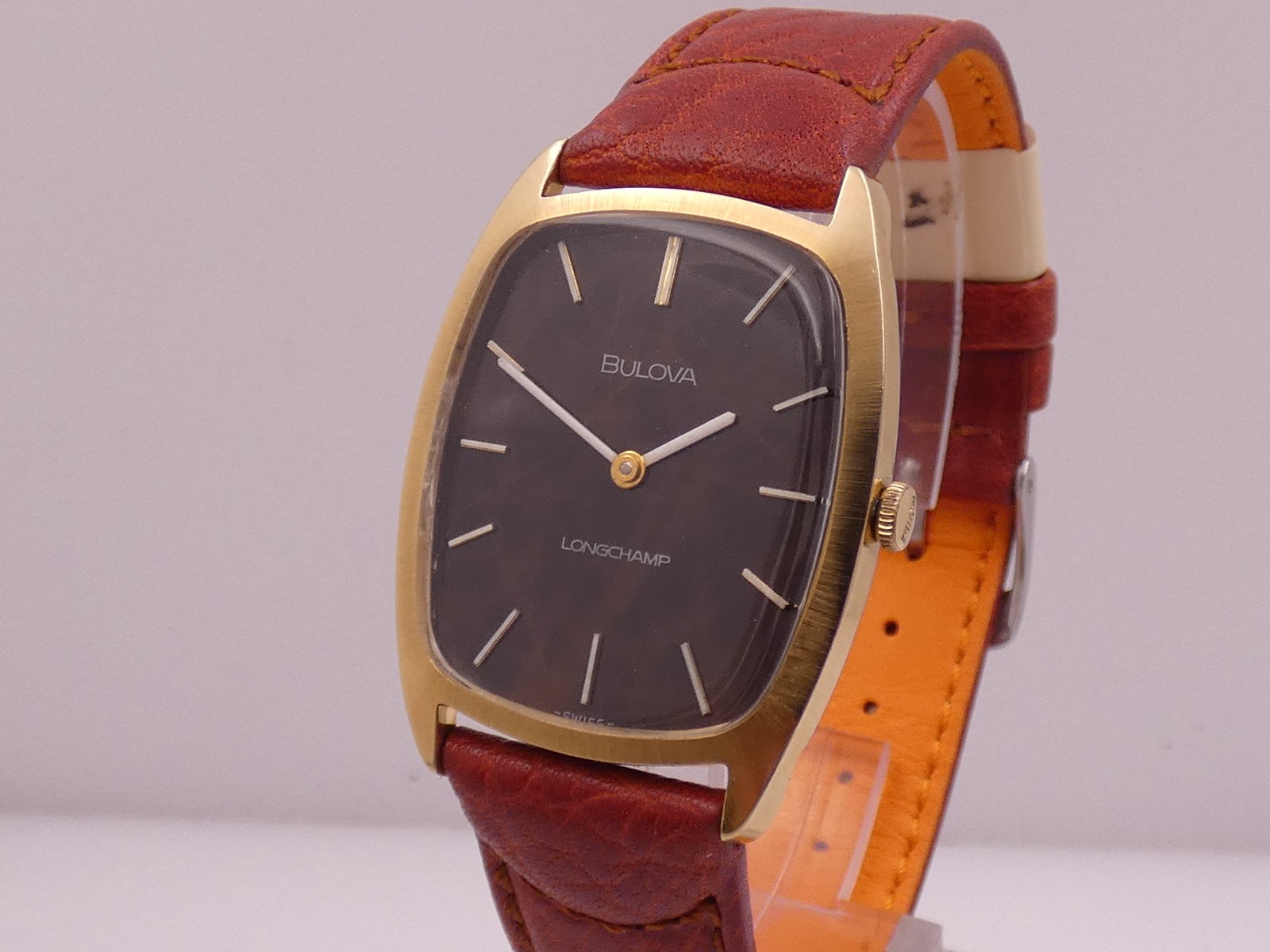 BULOVA LONGCHAMP BARREL VINTAGE ’70s RADICA DIAL 18KT G.F. MANUAL 7630 WATCH