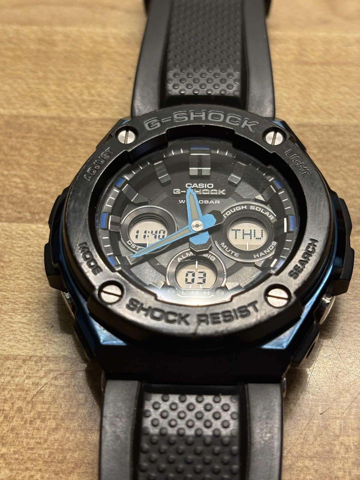 Casio G-SHOCK GST-S300G Tough Solar Analog-Digital 200m Black/Blue Resin Watch