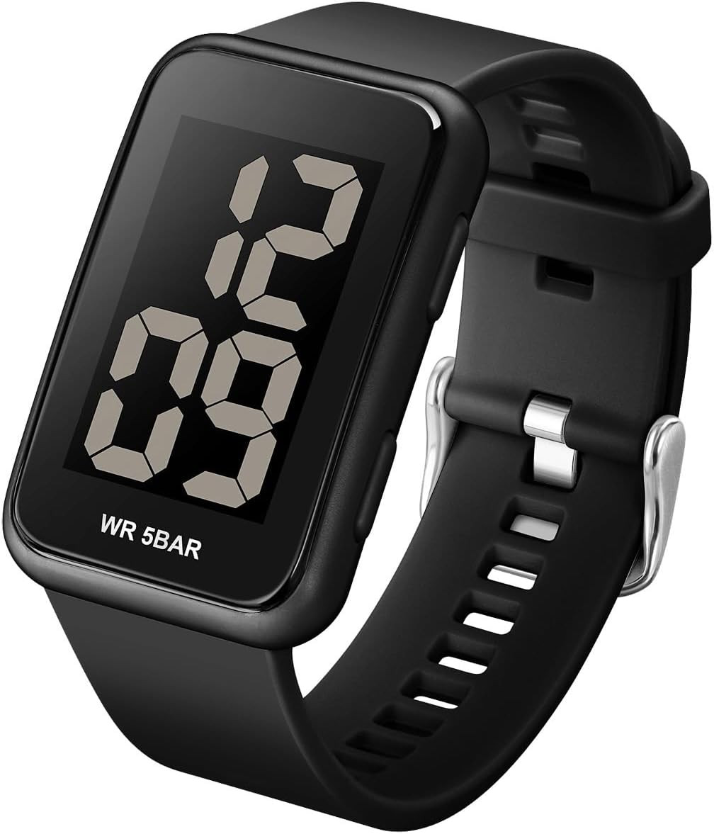 Mens Digital Watch Large Display Womens Waterproof Watches for Men | Large