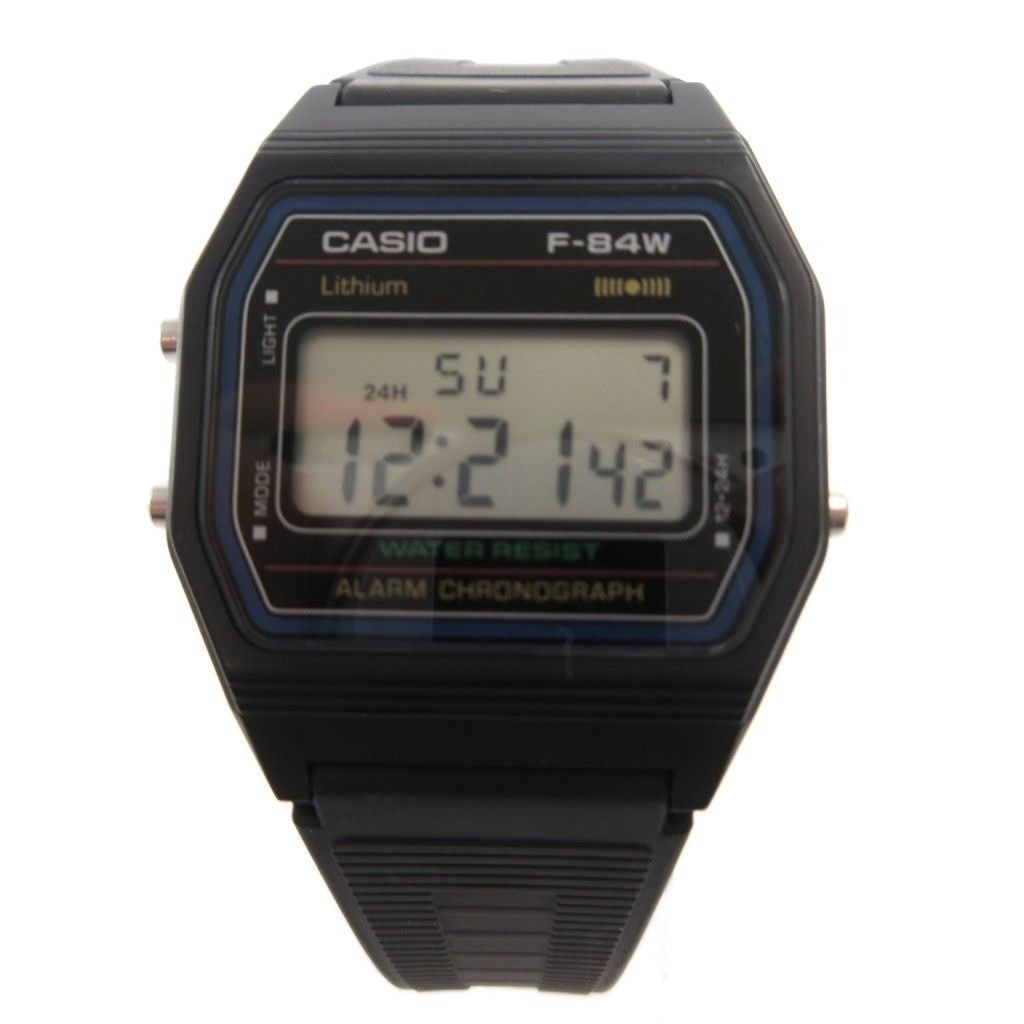 CASIO F-84W-1QJH Digital Quartz Black Rubber Band Lightweight Men’s Watch 35mm