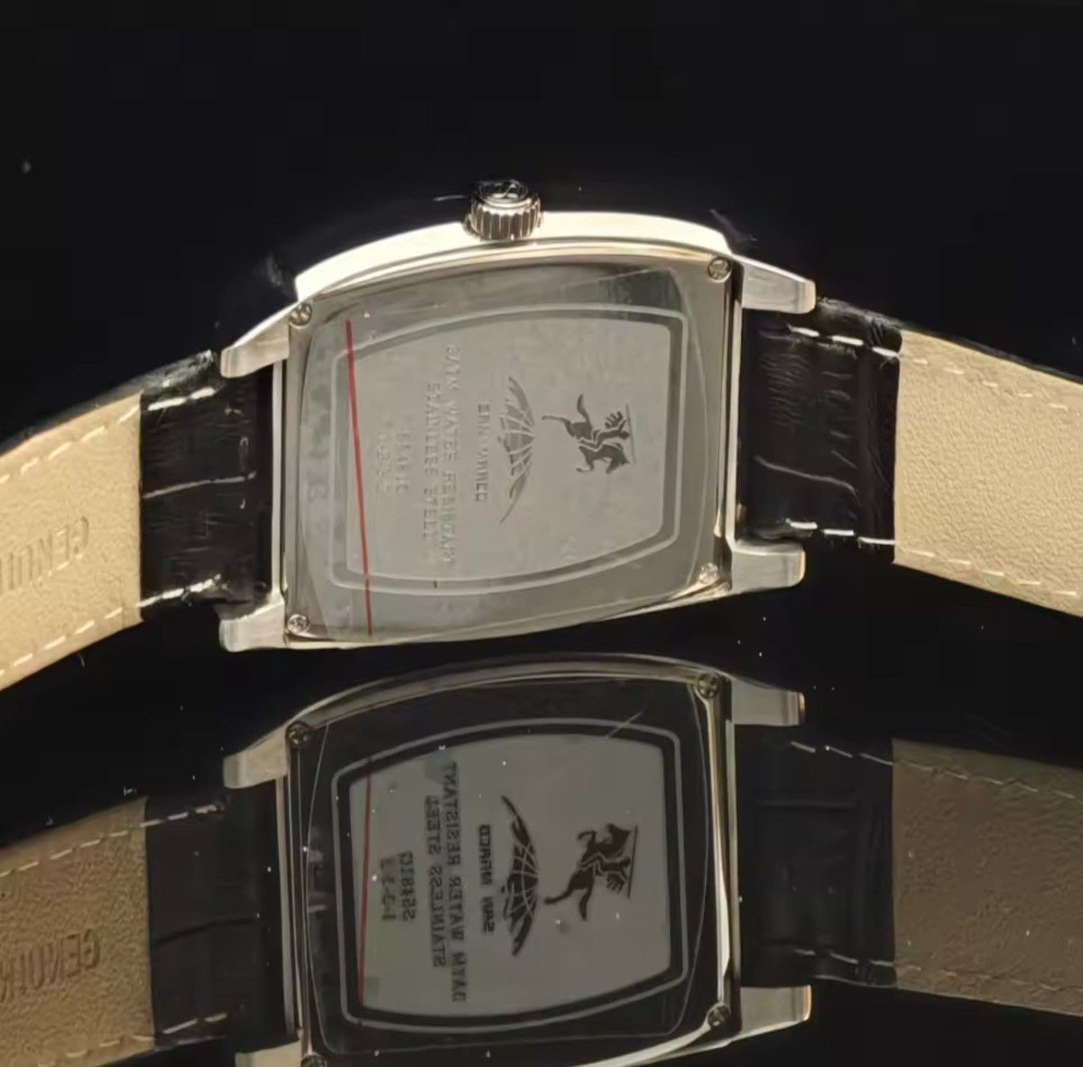 SAN MARCO retro classic tonneau-shaped men’s quartz watch. Stylish design.