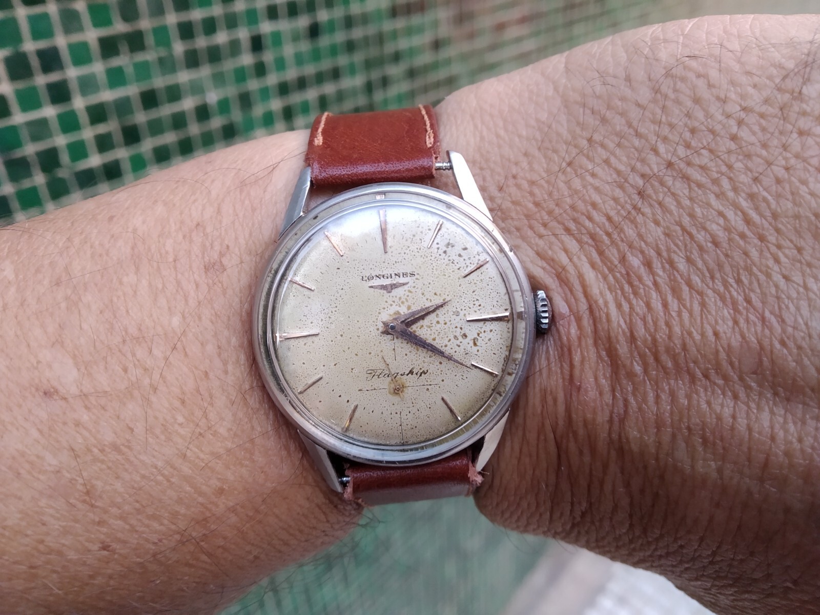 LONGINES FLAGSHIP 30L REF 102 ALL ORIGINAL CASE SCREWBACK SHIP ENGRAVED SS BACK