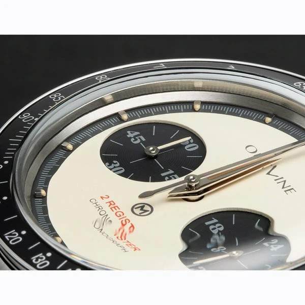 Outline x Tic-Tac 2-Register Chrono YK20232-1WH Quartz Watch From Japan 37.8mm