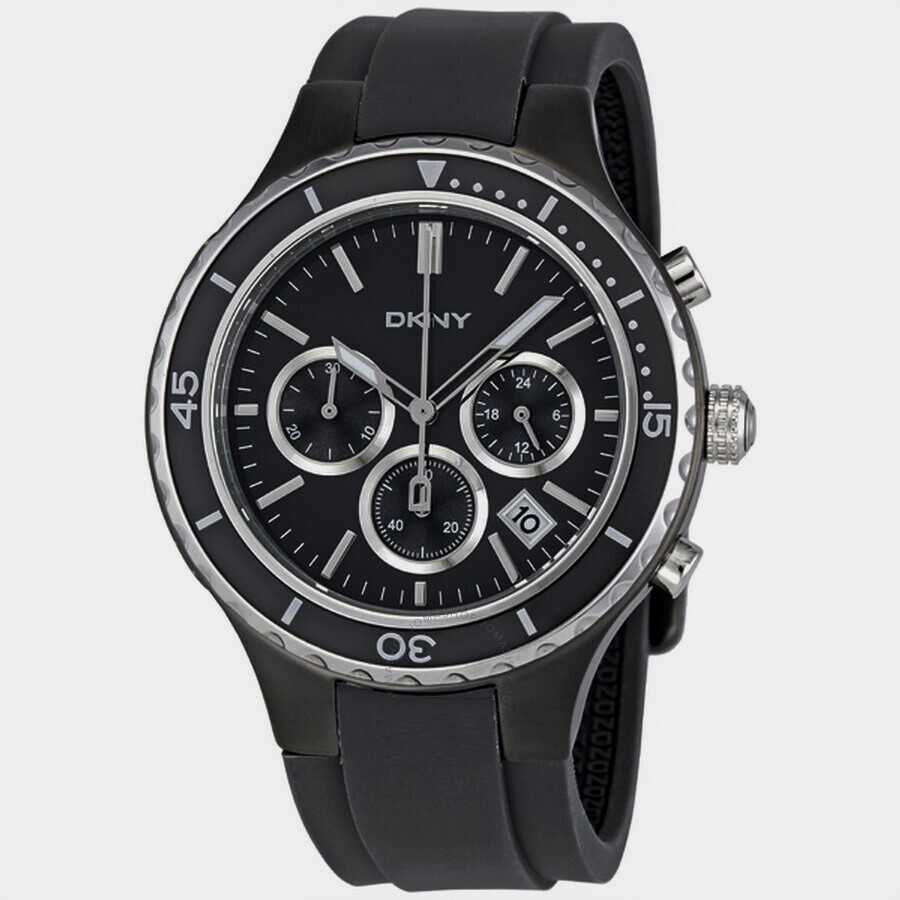 NEW DKNY DARK GRAY SILICONE,RUBBER SILVER,CHRONOGRAPH WATCH NY1470