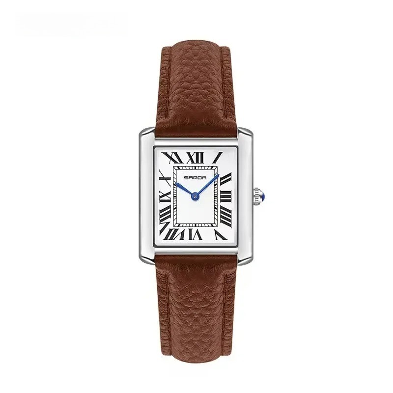 Men Women Square Dial Quartz Watch Leather Strap Waterproof Sport Casual