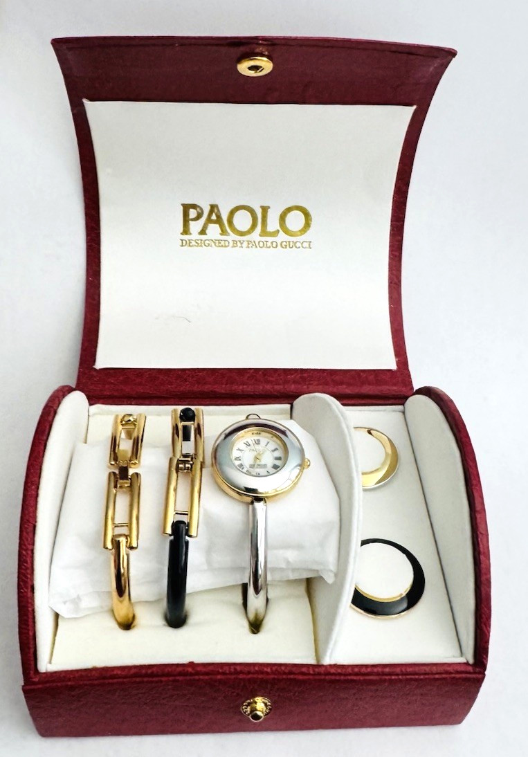 Paolo Designed by Gucci Watch Changeable 2 Extra Bezels and Bands New in Box