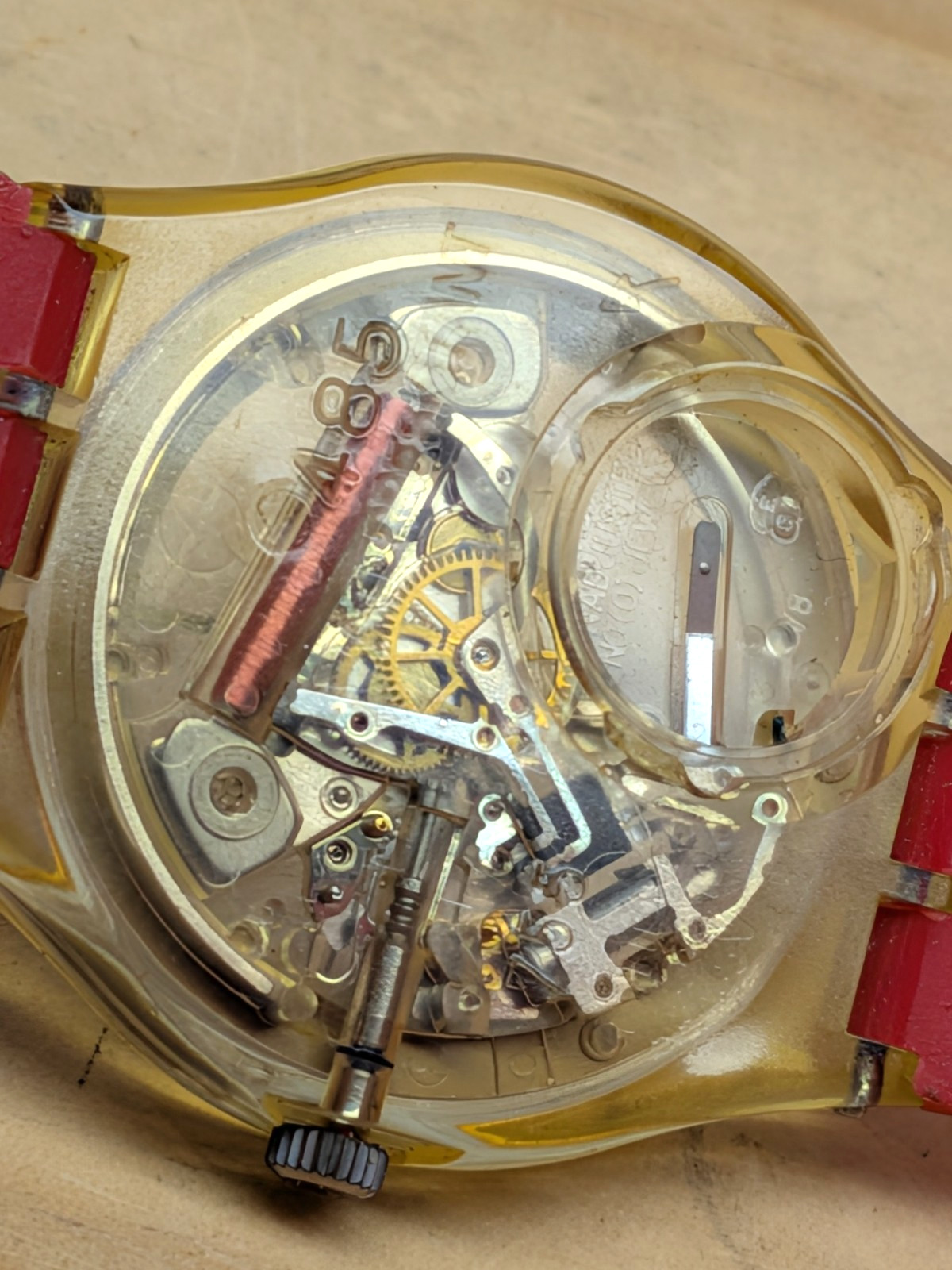 Vintage Swatch Watch red / clear case