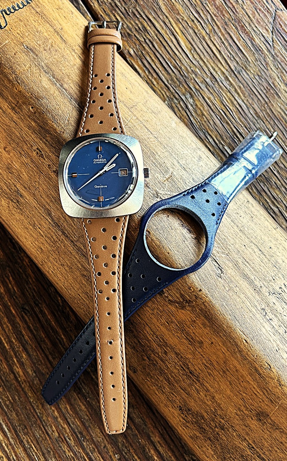 Vintage Omega Geneve Dynamic Automatic Men’s watch. Blue Vignette Dial – SS