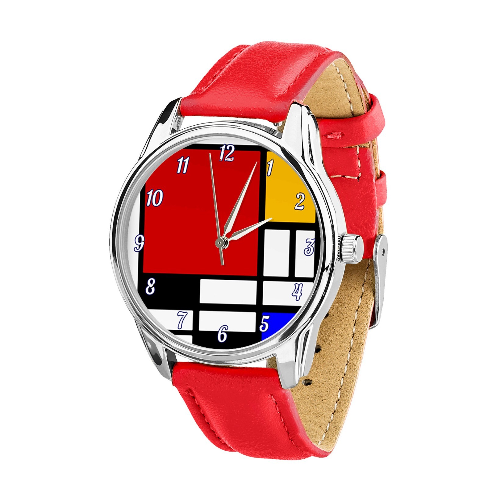 Mondrian Style Watch, Color Block Abstract Art, Modern Art Lover Unisex Gift