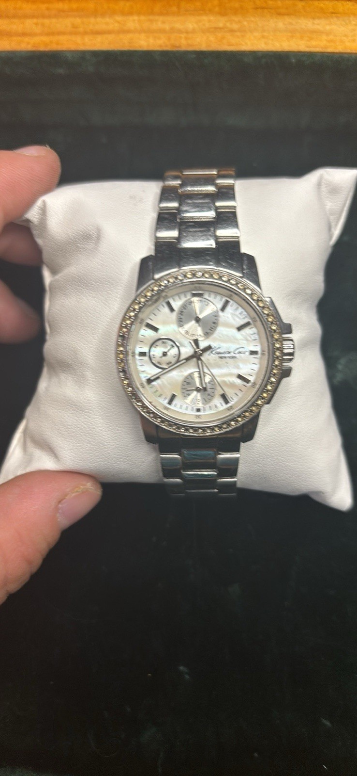 Kenneth Cole Quartz Chronograph Analog Watch Silver Dial SS Bracelet 32-35mm