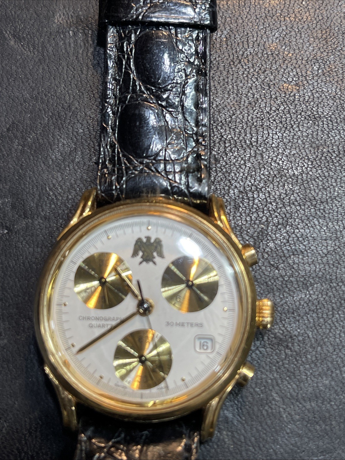 The Franklin Mint Swiss Made Chronograph Quartz Watch (30 Meters) Running