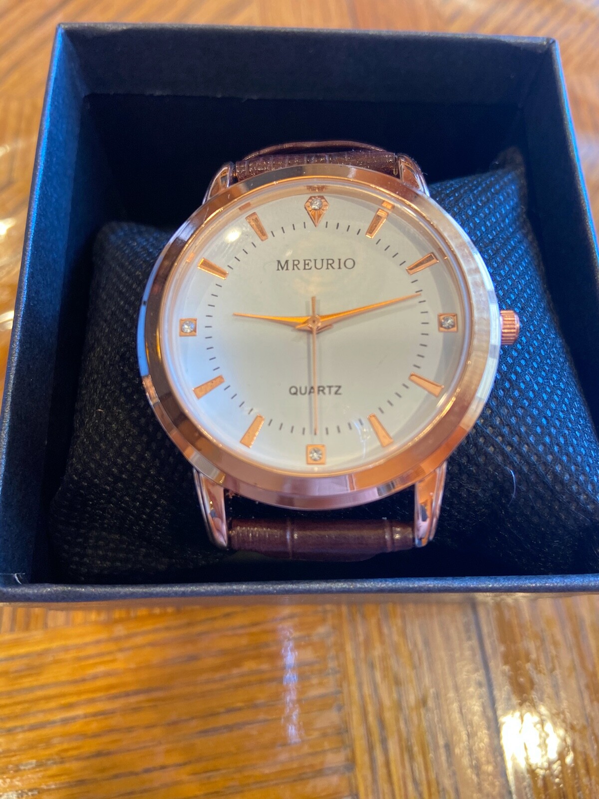 Mreurio Quartz Rose Gold Genuine Leather Strap Stainless Steel Back Watch