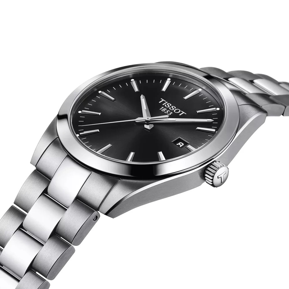 Tissot Gentleman Quartz Watch Black Dial Stainless Steel Sapphire T1274101105100