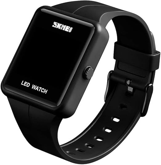 Large Face LED Digital Watch Date Time 3Bar Waterproof Men Women Black