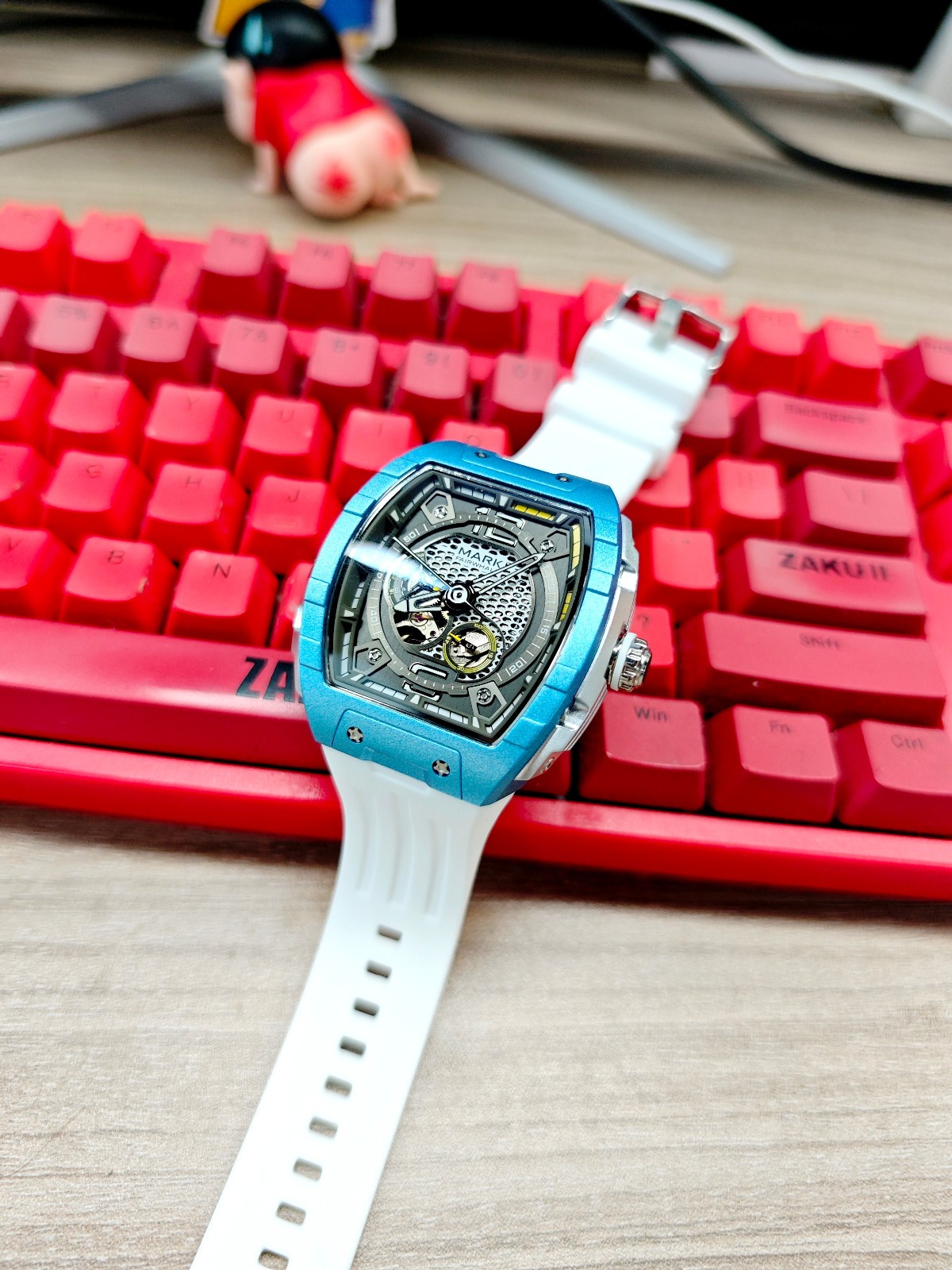 MARK FAIRWHALE Tonneau Hollow Luminous Tourbillon Automatic Mechanical Watch