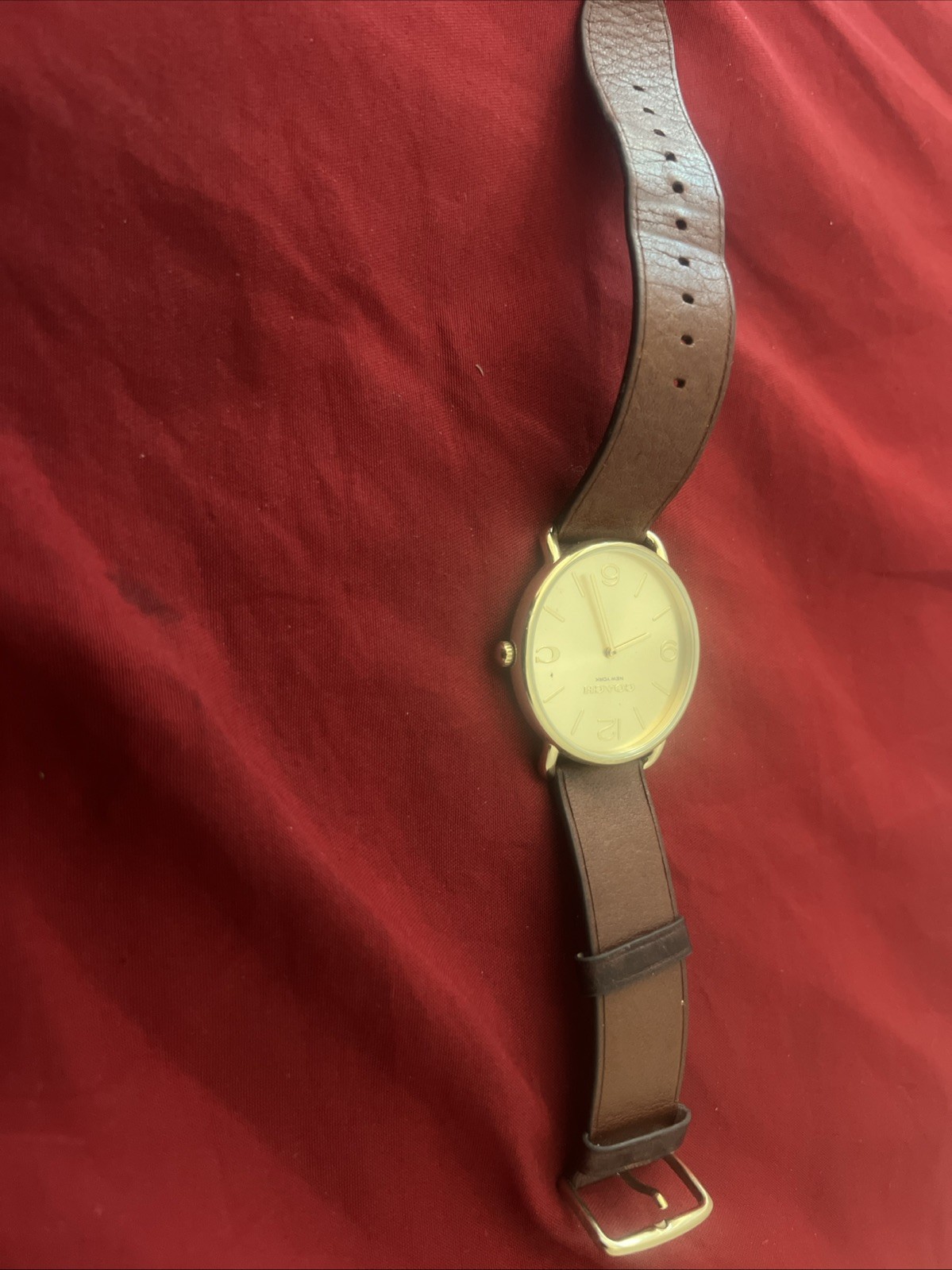 COACH New York Women’s Quartz Analog Watch Gold Dial/Case Green Leather 28mm