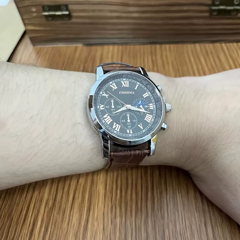 Luxury Geneva Quartz Watch, Waterproof, Luminous,Sport Business,Durable Strap