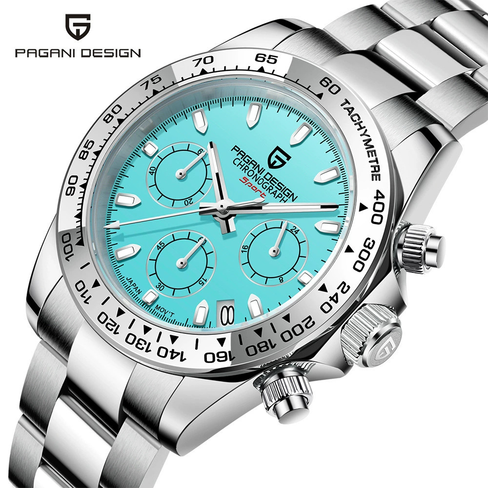 PAGANI DESIGN 40MM Men’s Chronograph Quartz Watch Date Stainless Steel Bracelet