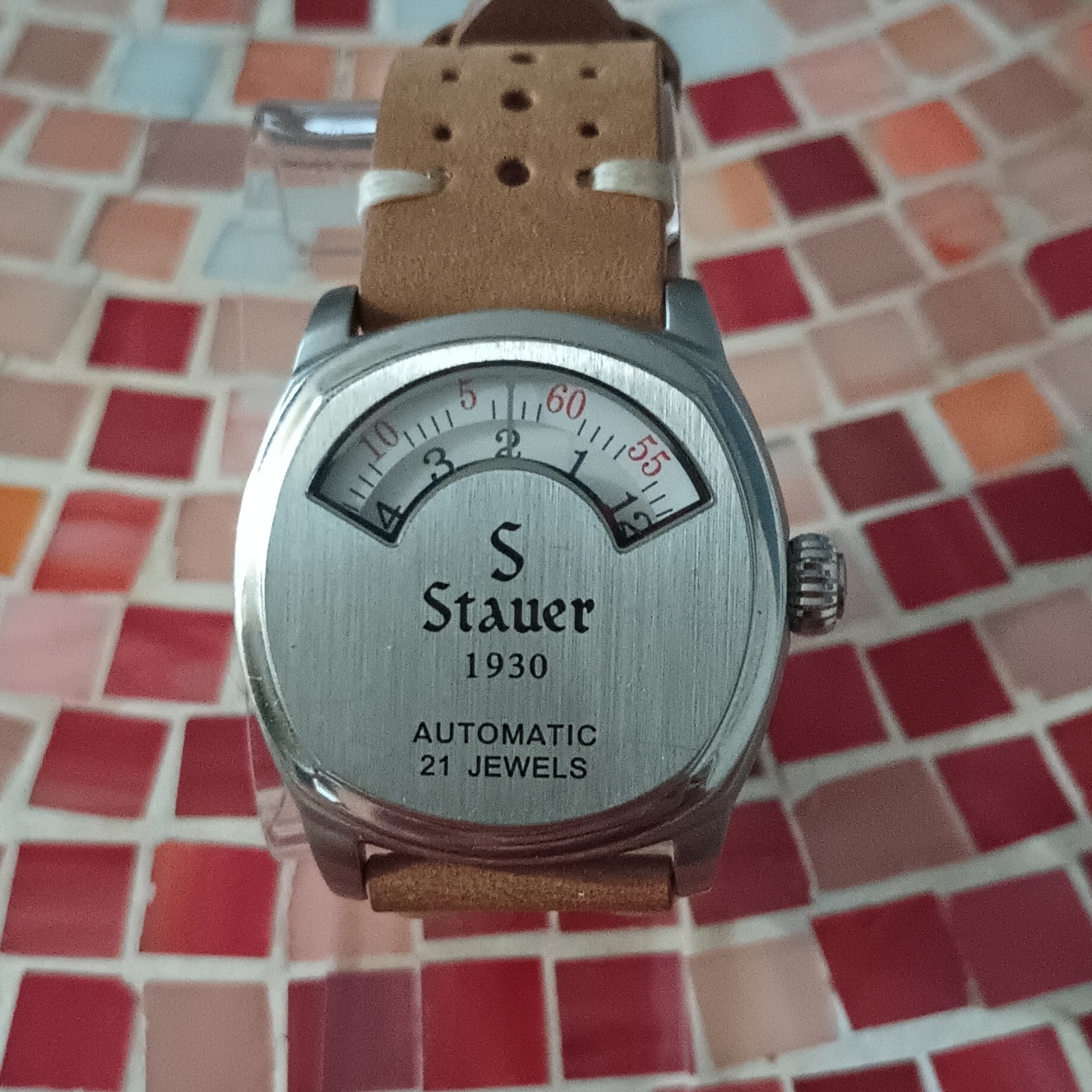 Stauer 1930 Reproduction Self-Winding Jump Hour Wrist Watch