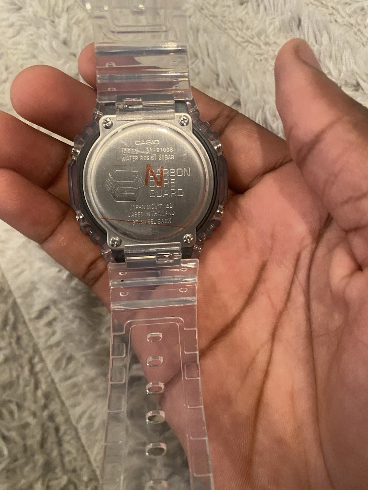 Casio G-SHOCK GA-2100S Analog-Digital Clear Resin Watch Alarm 200m 45mm