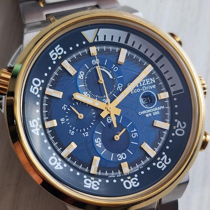 RARE Citizen Eco Drive Endeavor CA0444-50L Chronograph Two Tone Blue Dial