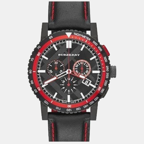 Brand New Burberry City BU9803 Chronograph Black Dial Leather Band Men’s 43 mm