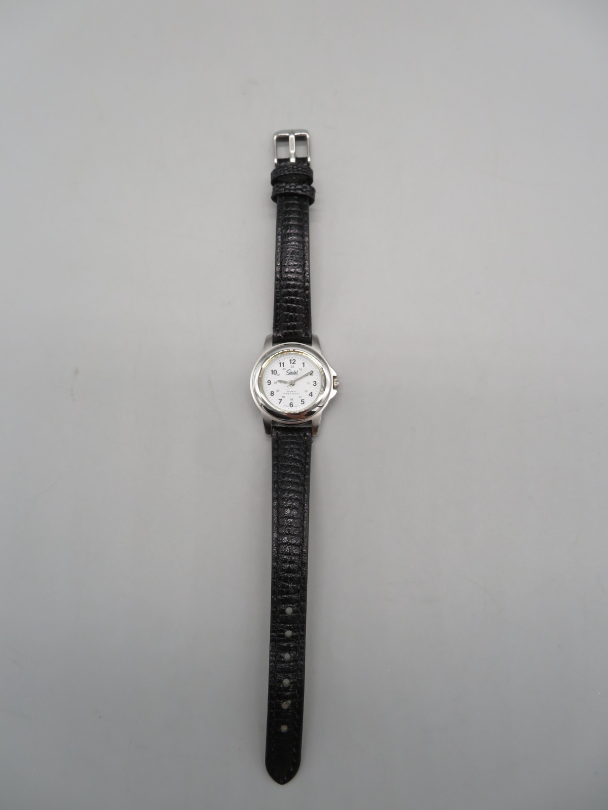 Speidel Express Silver Tone Watch Water Resistant Black Band New Battery