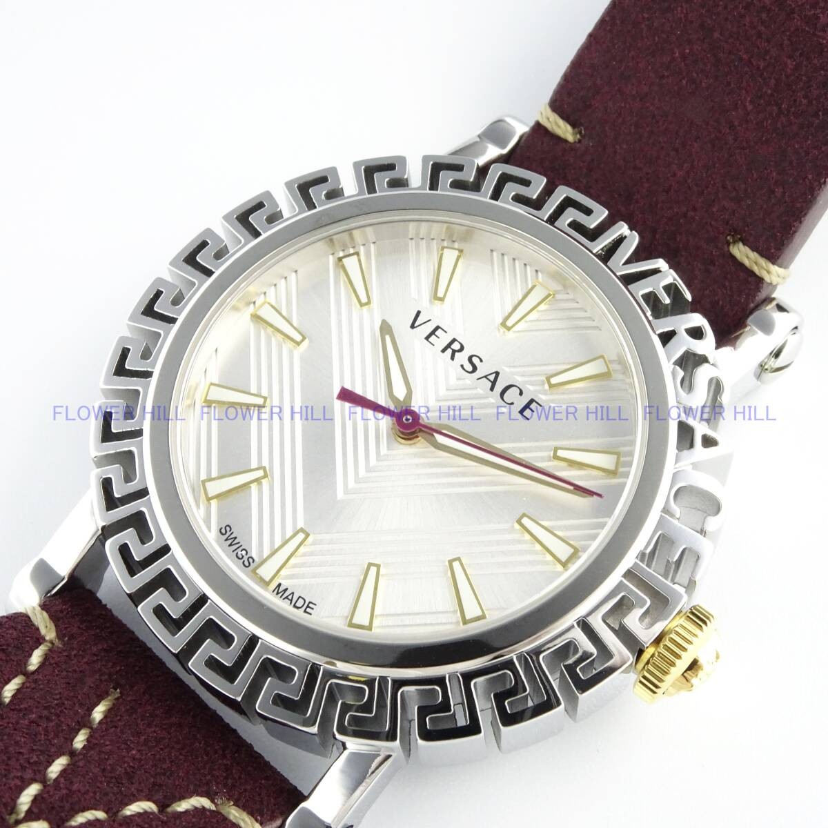 [B1Y] Versace Greca Glam Swiss Quartz Black Leather Watch VE6D00123 [h3x]