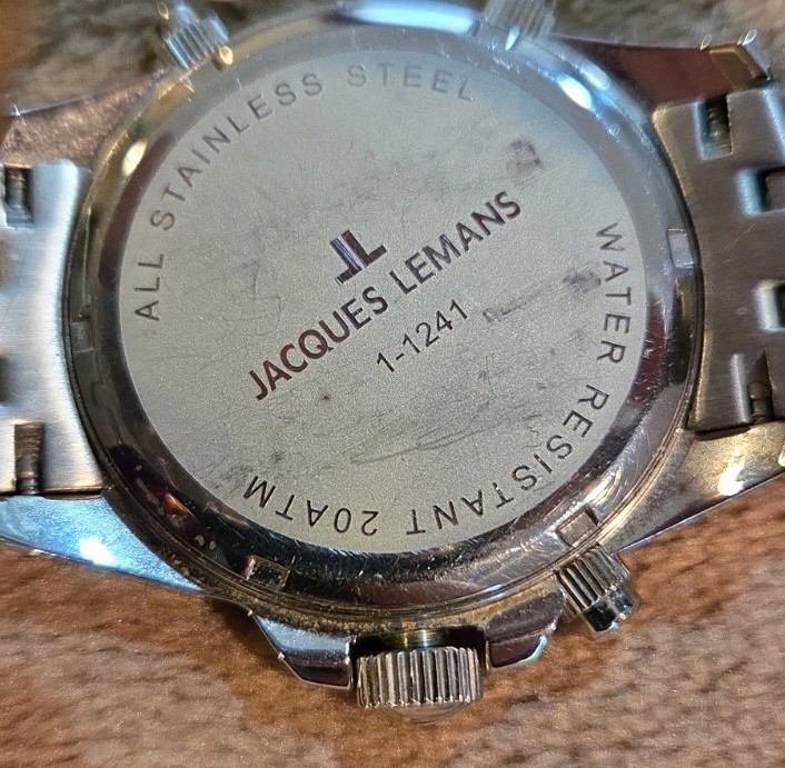 Mens Jacques Lemans 1241 Digital Analog Stainless Steel Watch 44mm New Battery