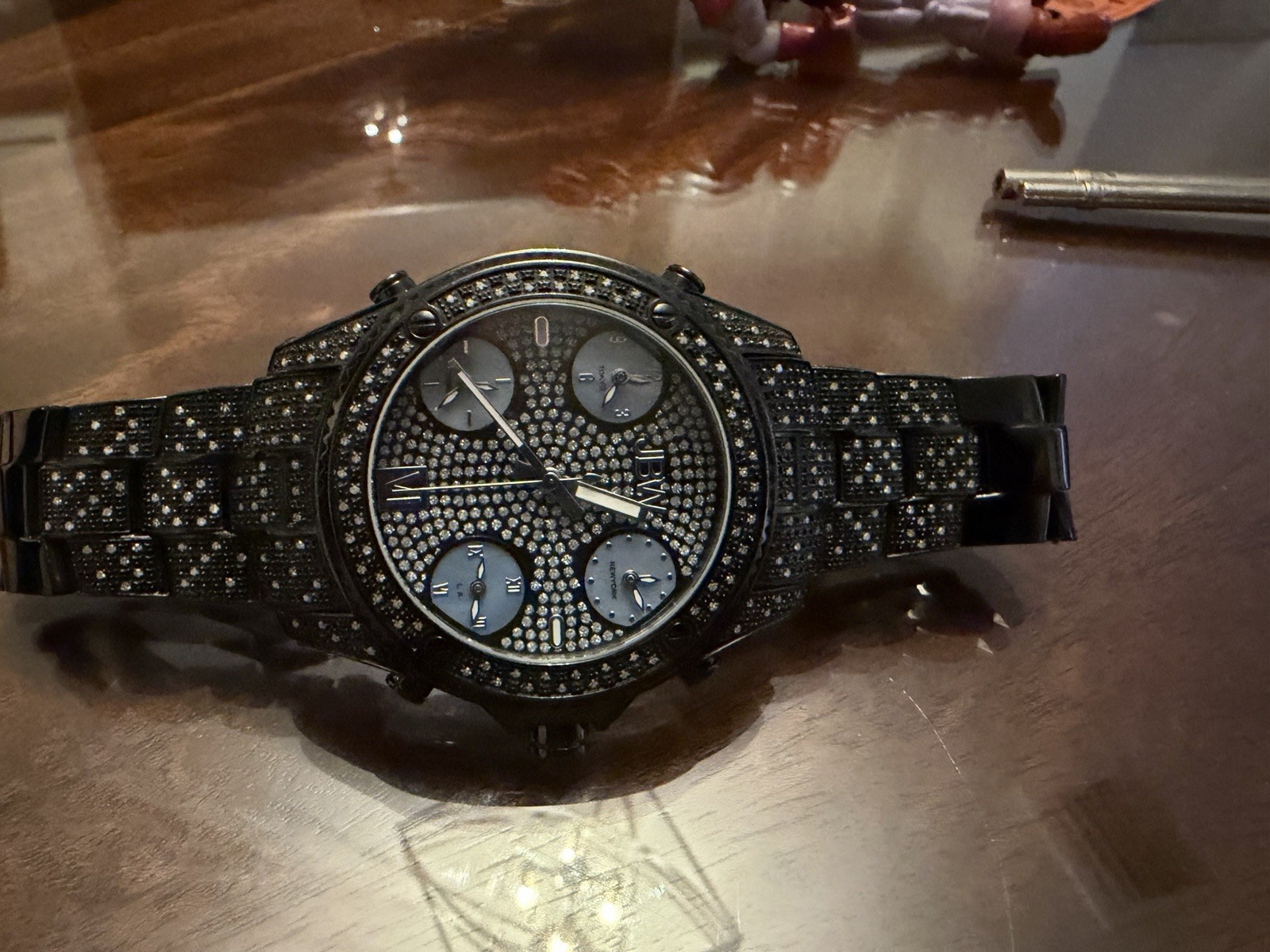 JBW Jet Setter Men’s Diamond Accent Black Stainless Steel Watch 5 ATM