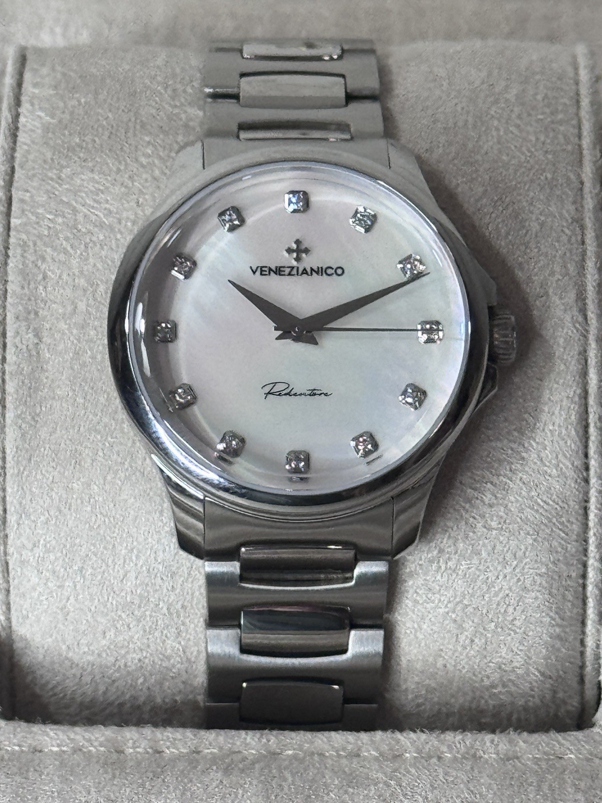 Venezianico Redentore Automatic MOP Dial Diamond Markers SS Complete Set