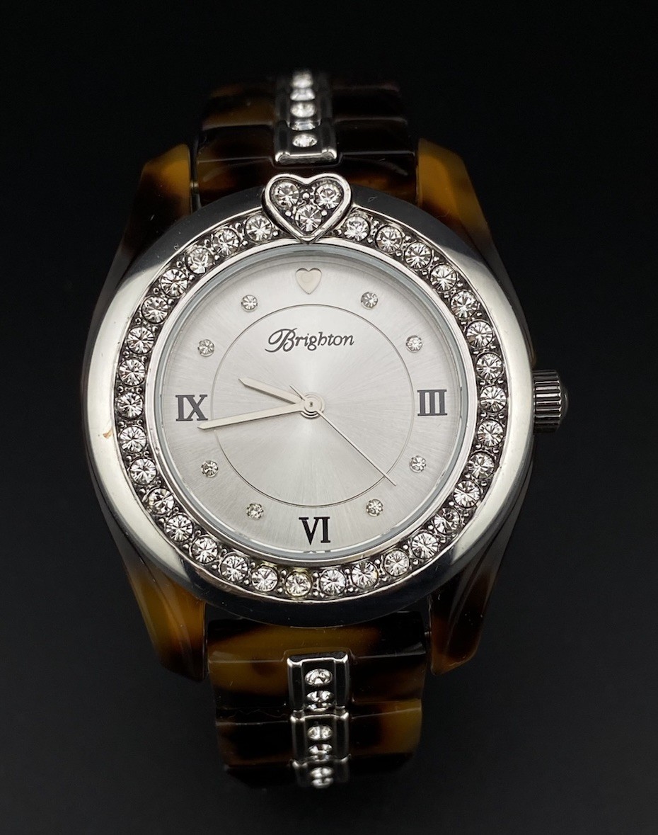 Brighton Dana Point Tortoise Shell Crystals Encrusted Woman’s Watch Aesthetic