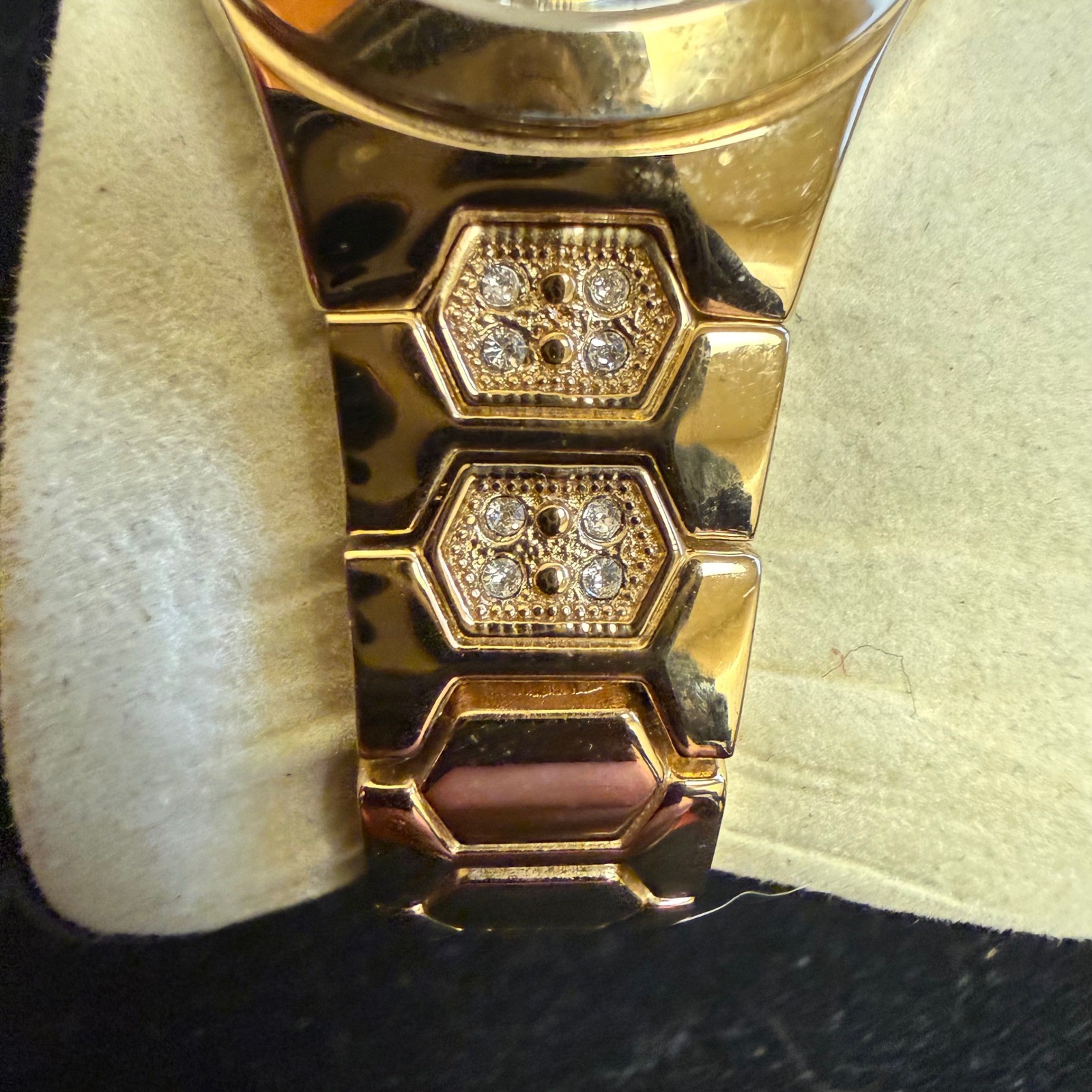Allude Gold Tone Rhinestone Watch Quartz Japan Y2K Vintage Style WORKS