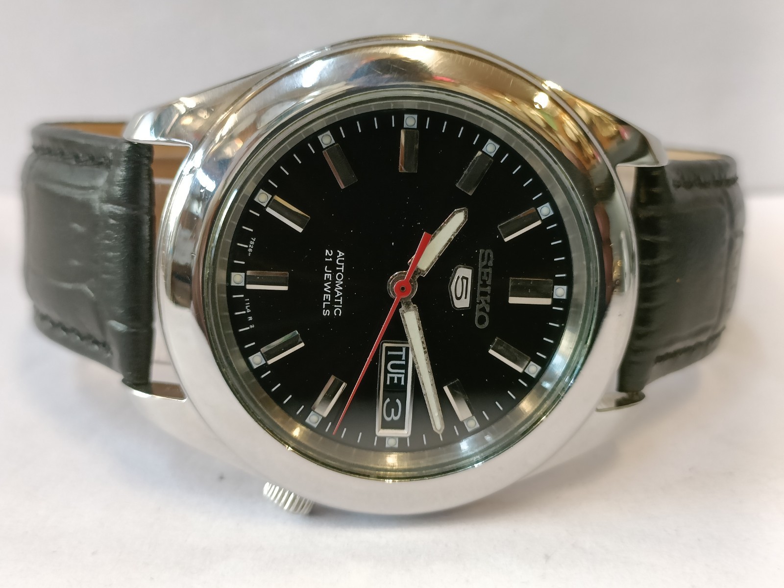 VINTAGE SEIKO 5 21J AUTOMATIC BLACK DIAL 7S26-03X0 JAPAN MEN’S WORKING CONDITION