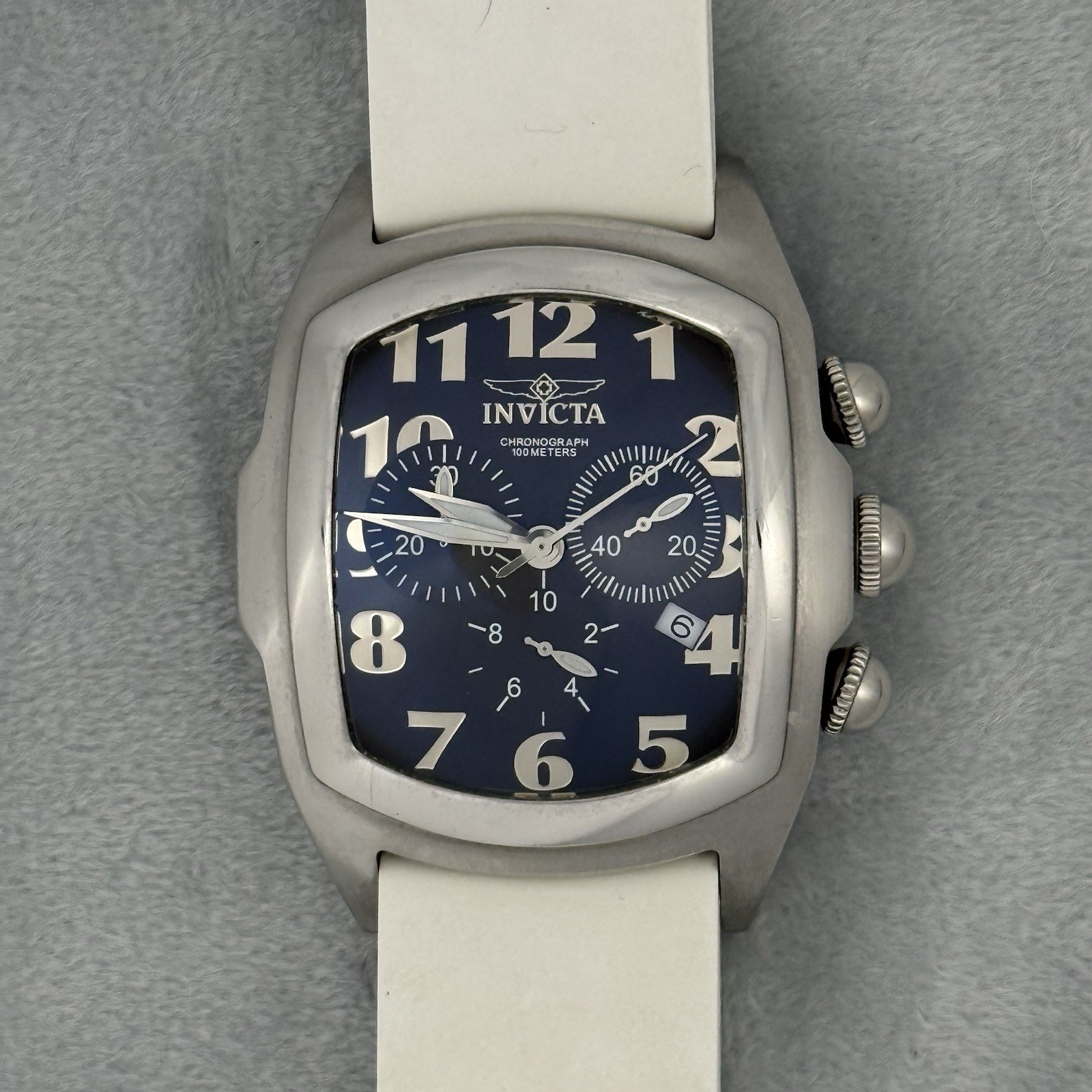 Invicta Lupah 4544 Men’s Chronograph Swiss Quartz Blue Dial White Strap Watch