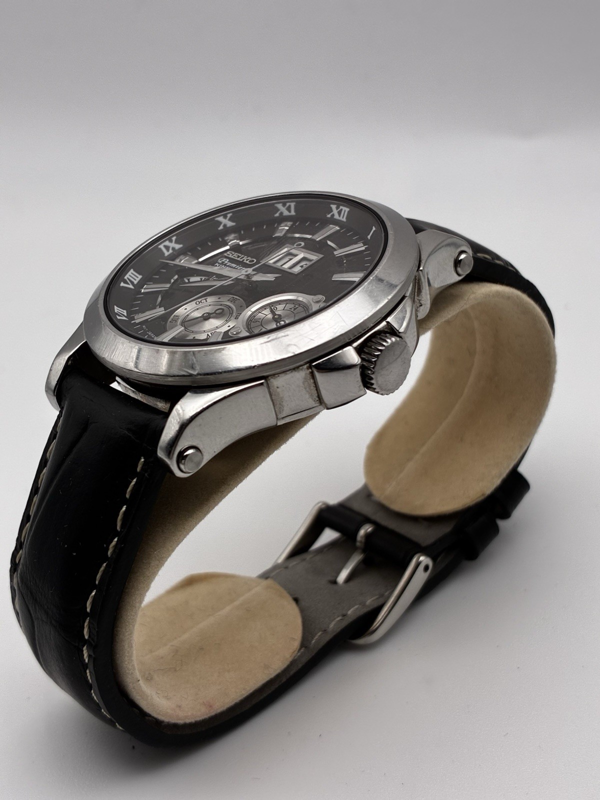 Seiko Premier Kinetic Perpetual Calendar Watch SNP005 7D48 With Box + NATO Strap